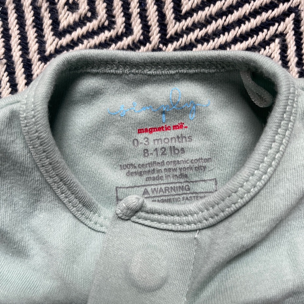 Sage Green organic cotton magnetic me footie